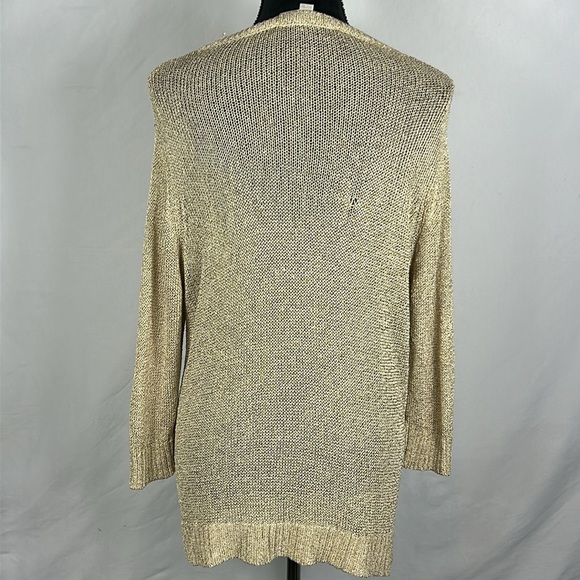 Loft Plus Size Ribbed Gold Metallic Knit Sweater - Picture 2 of 5